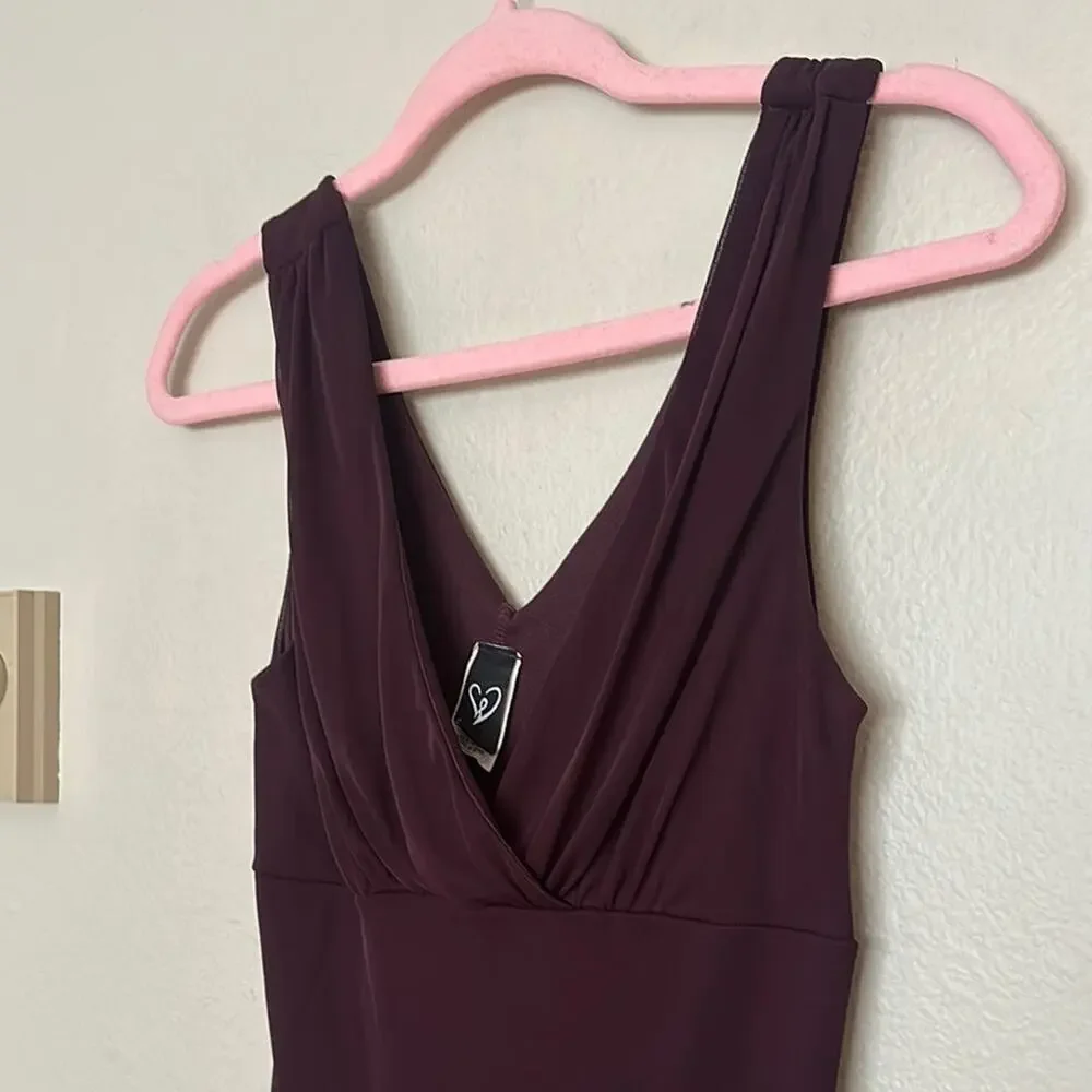 Vintage 90s Eggplant Purple Sheer Midi Dress Windsor Mesh Fairy Grunge Romantic